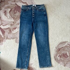 PAIGE Cindy Blue Straight Leg Button Closure Jeans